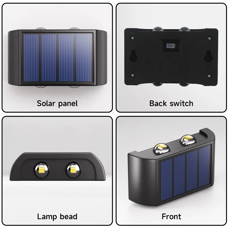 Solar Wall Lamp Outdoor Up And Down Warm LED Light