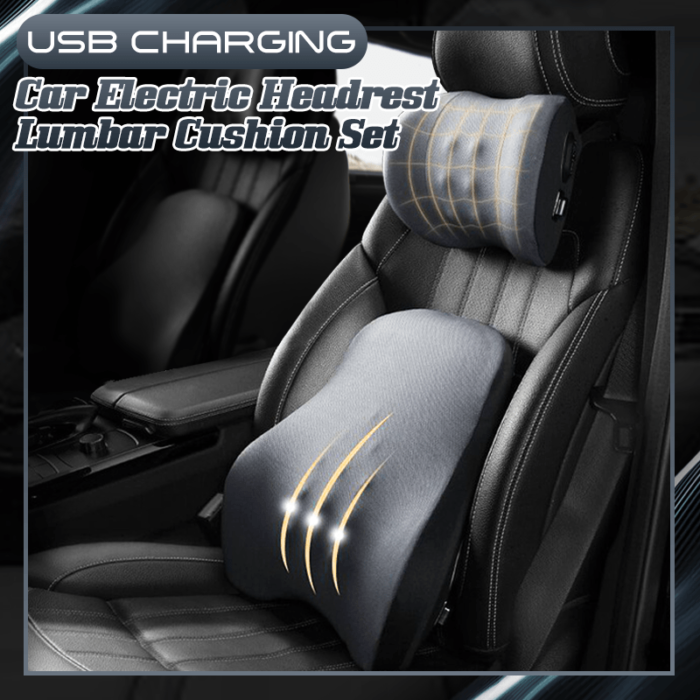USB Charging Car Electric Headrest Lumbar Cushion Set