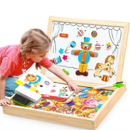 Wooden Magnetic Puzzle Art Drawing Chalk Board (100 pieces)
